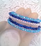 5 Strand Memory Wire and Blue Bead Cuff Bracelets, Stacking Bracelets, Cuff - Image 5