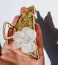 Gold Metal Large Hair Claw Clip, Hand Decorated with White Flower - Image 4