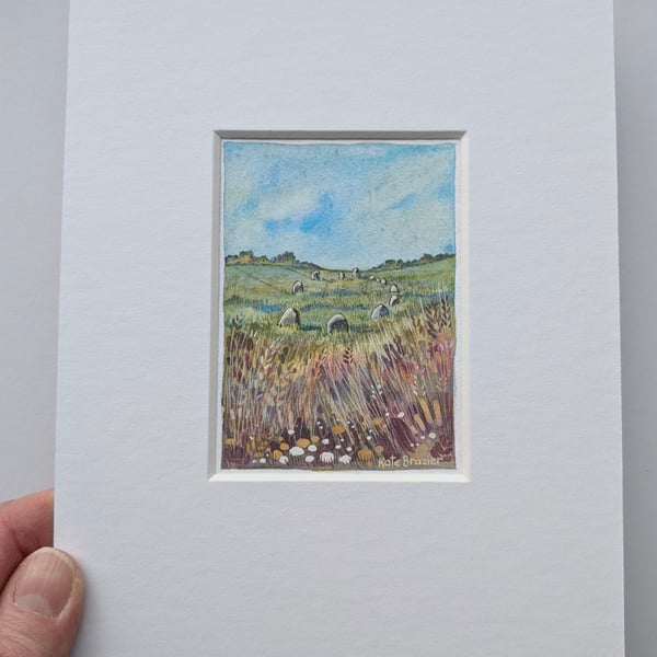 The Stone Circle - Original miniature. A5 Mounted