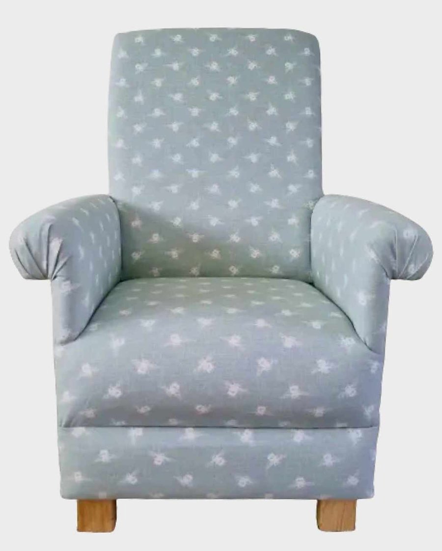 Duck Egg Armchair Adult Chair Bees Fabric Green Insects Botanical Nursery Small