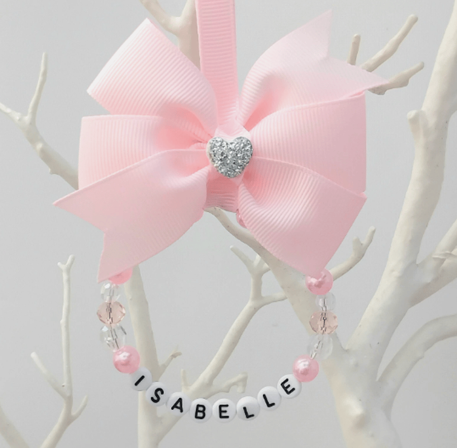 Personalised Pram Charm,Pink pram charm,New Baby girl gift,Baby shower gift