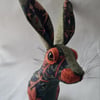 Faux hare head wall mount in William Morris fabric