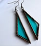 Marine blue stained glass dangle earrings, Unique jewellery for her - Image 4