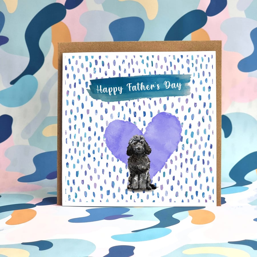 Black Cockapoo Father's Day Card - 6x6 Square Dog Card