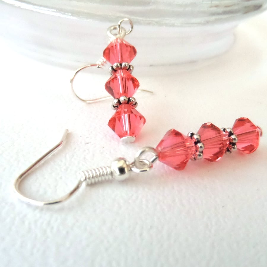 Handmade crystal earrings, with  tangerine crystals by Swarovski®