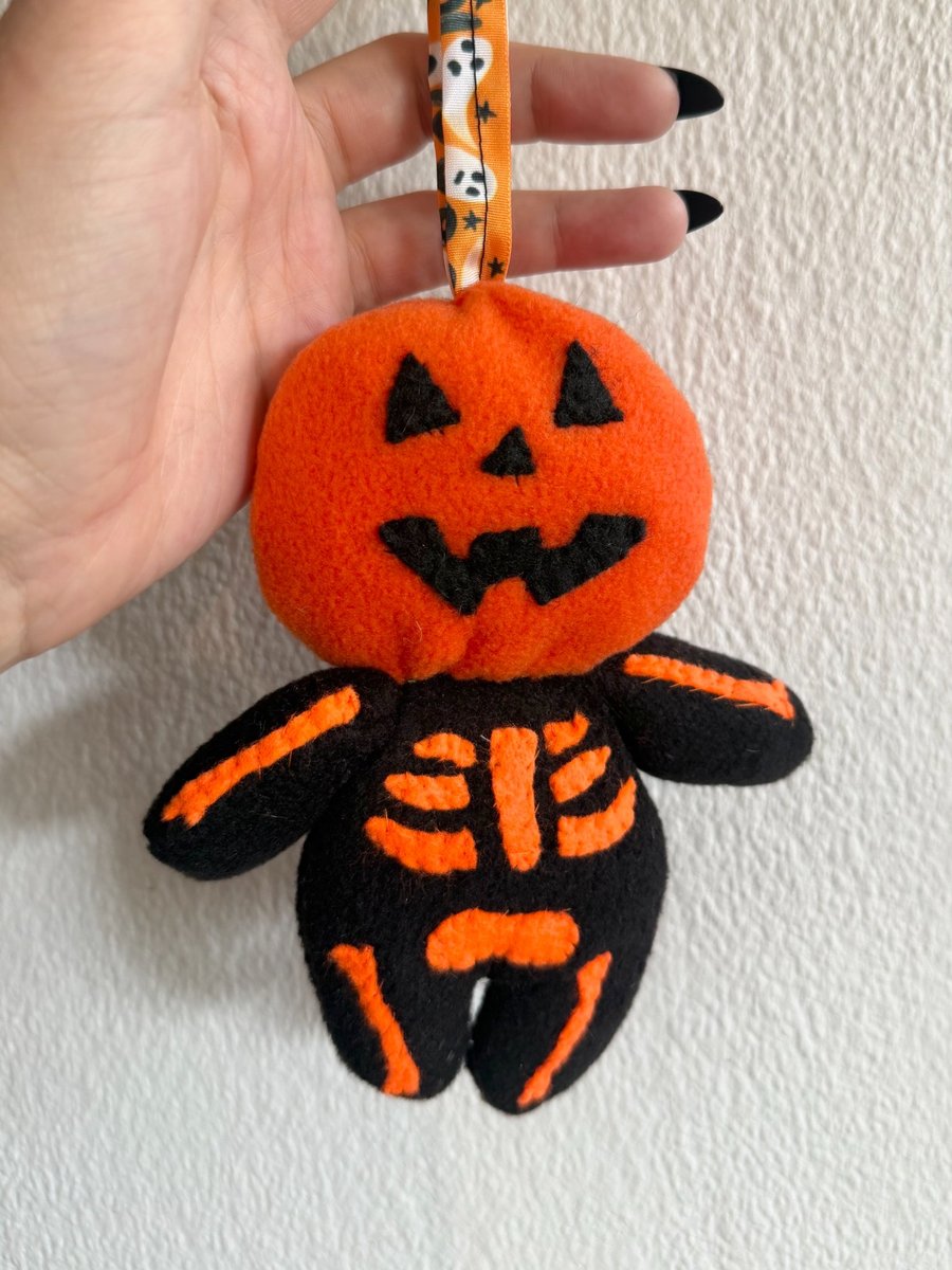 Pumpkin Plush Bag Charm, Decoration.