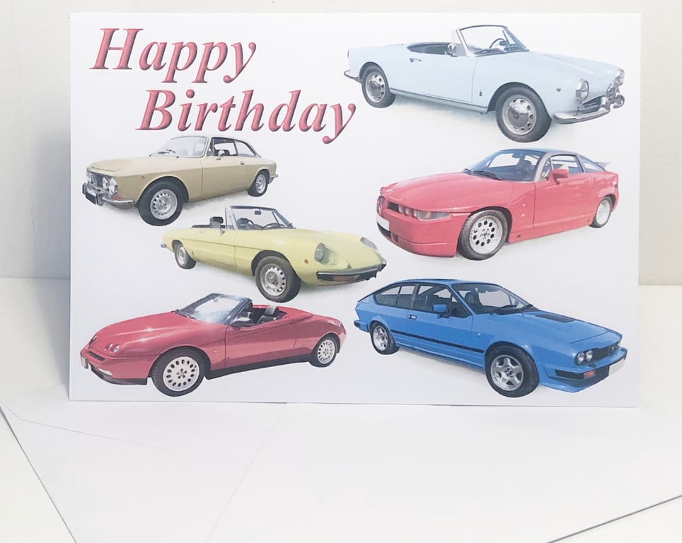 Alfa Romeo Classic Cars - Birthday, Anniversary, Retirement or Plain Card