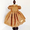 Brown flower embroidered dress to fit a 42 cm doll
