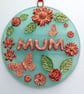Handmade Fused Glass 3D Mum Round Floral Hanging Picture Decoration - Suncatcher - Image 3