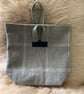 Vintage tweed, wool and leather pouch bag or storage bag. - Image 3