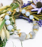 Aquamarine Memory Wire Beaded Bracelet