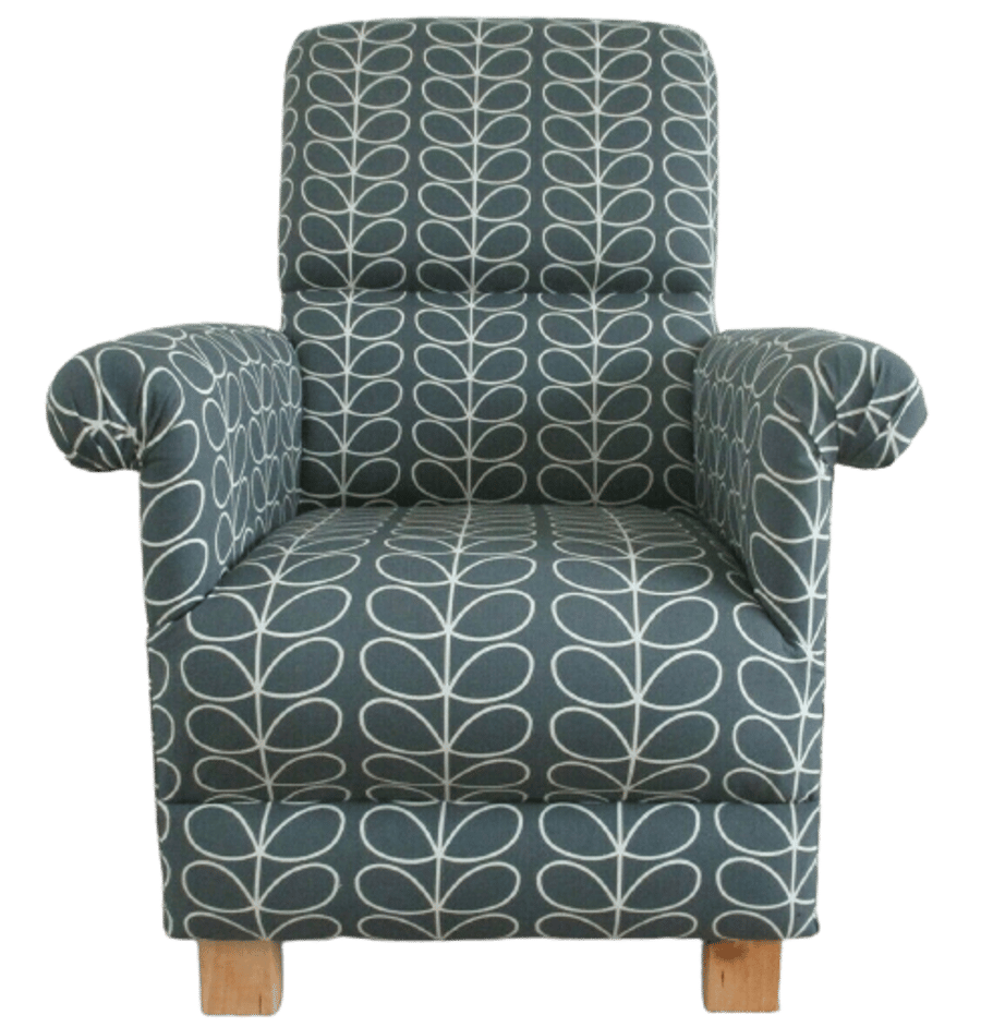 Orla Kiely Linear Stem Cool Grey Fabric Adult Chair Armchair Accent Nursery New