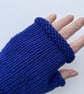Fingerless Gloves Wrist Warmers Merino Wool Blue - Image 2