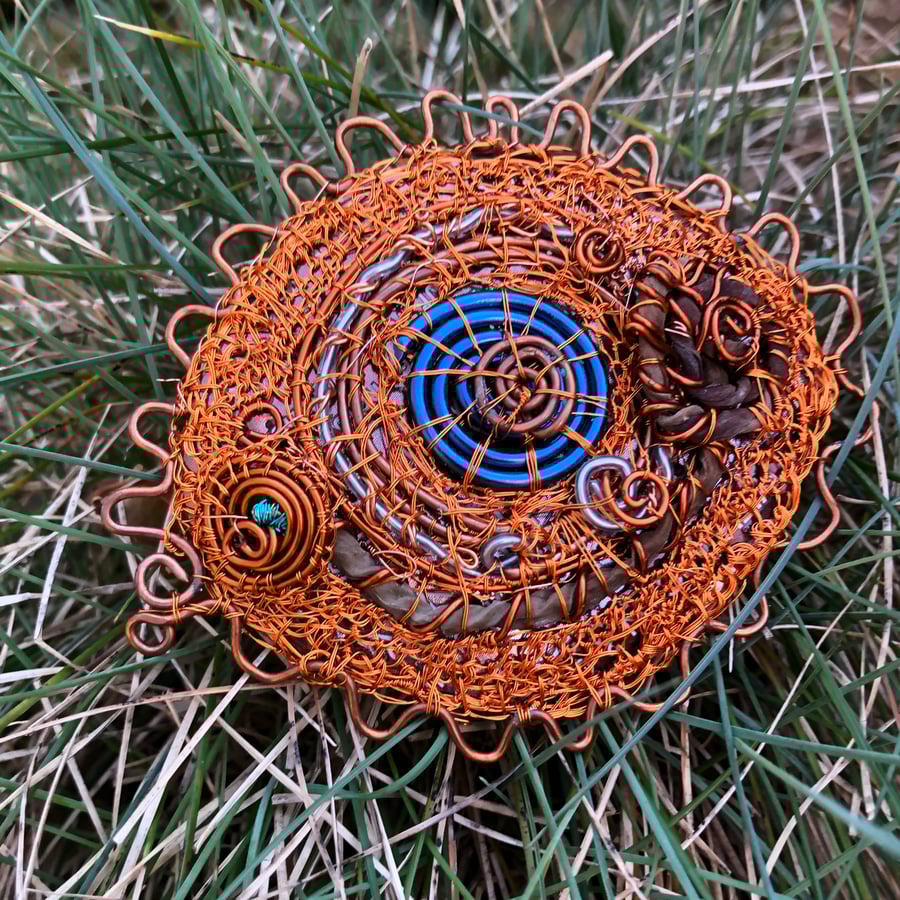 Large Oval Brooch from recycled objects