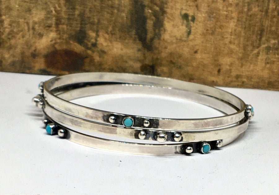 Sterling Silver & Turquoise  Bangles
