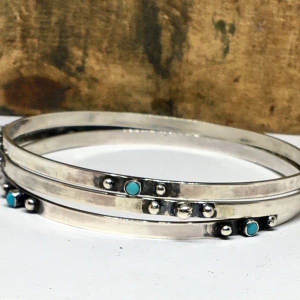 Sterling Silver & Turquoise  Bangles