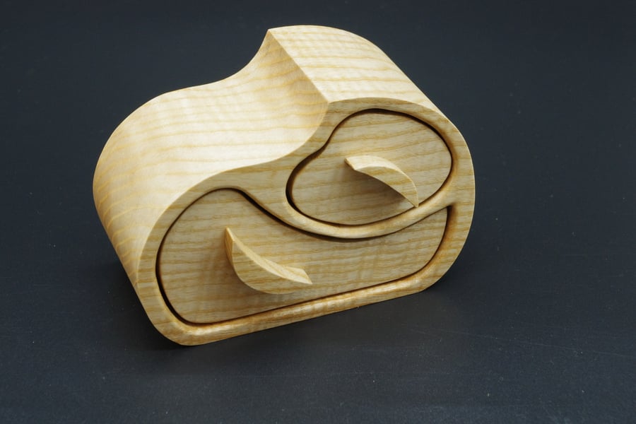 Handmade Wooden Trinket, Jewel Box. With Secret Drawer. 