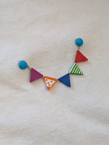 Handmade Polymer Clay Pin - Celebration Bunting Brooch