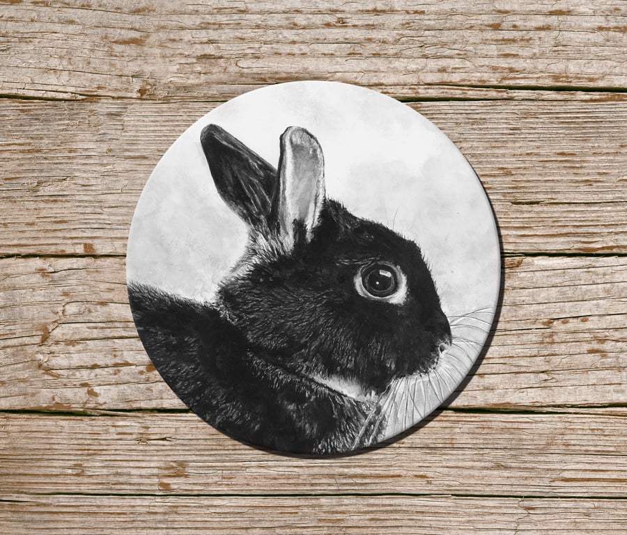 Black Bunny Pocket Mirror, Rabbit , Bunny Gift, Rabbit Hand Mirror, Mirrors