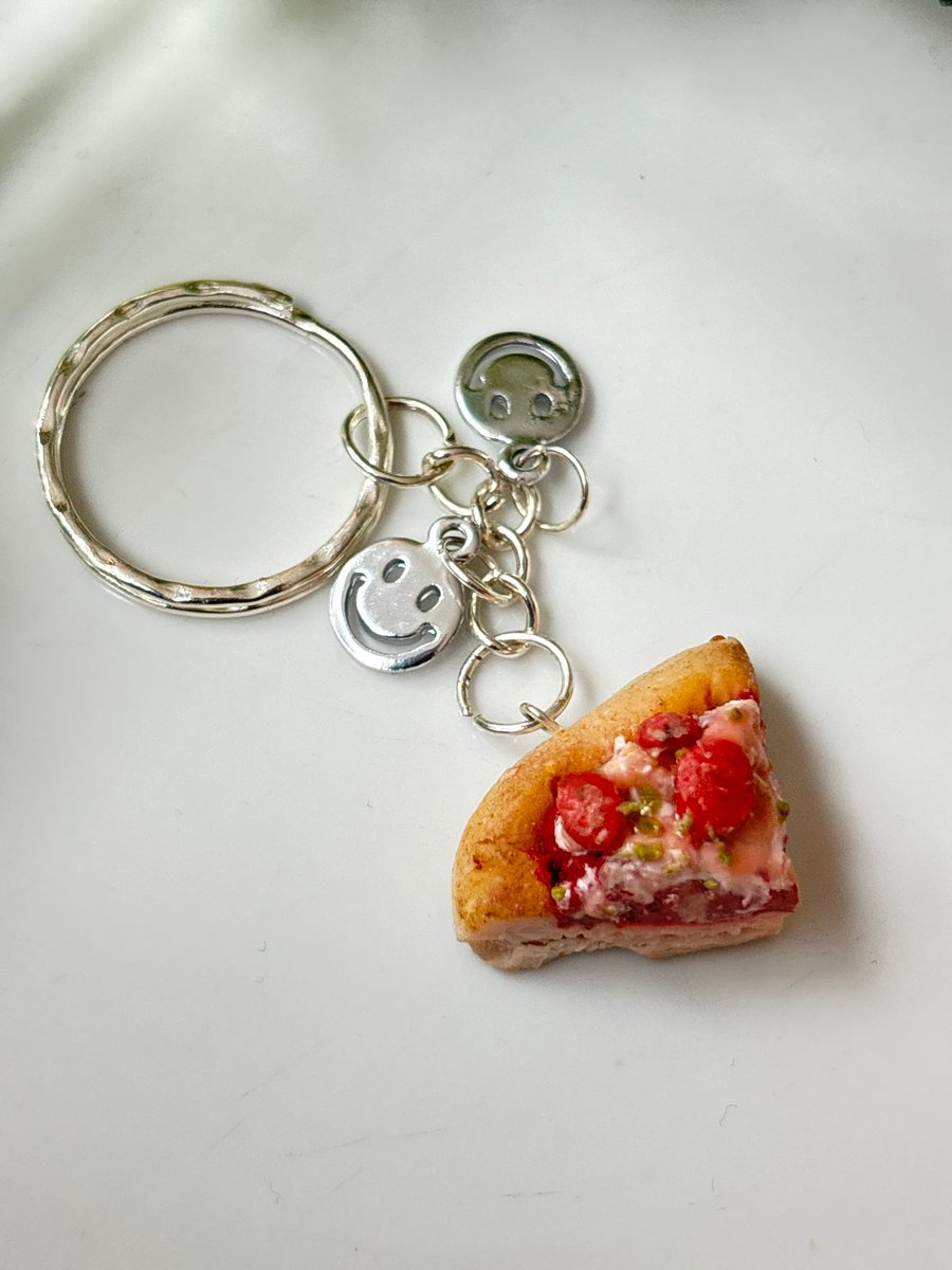Margarita and peperoni pizza charm , miniature food jewellery , polymer clay key