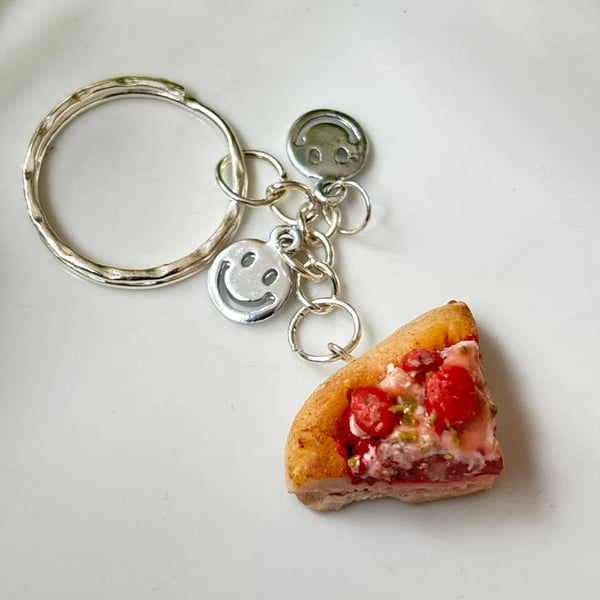 Margarita and peperoni pizza charm , miniature food jewellery , polymer clay key