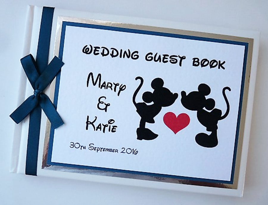 Personalised Mickey and Minnie wedding guest book