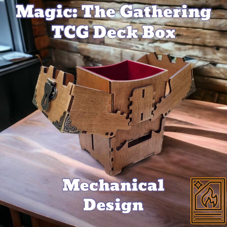 Magic:The Gathering Handmade Wooden MTG Deck Box: Mechanical Design felt Lined