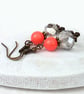 Living coral & crystal vintage style earrings - Image 1