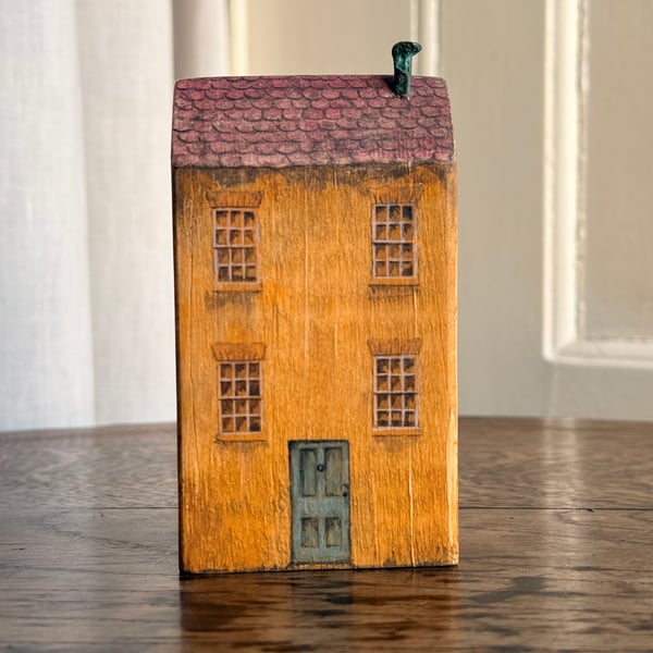 Little Wooden House with a Green Door