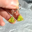 resin earrings, circular and triangles funky