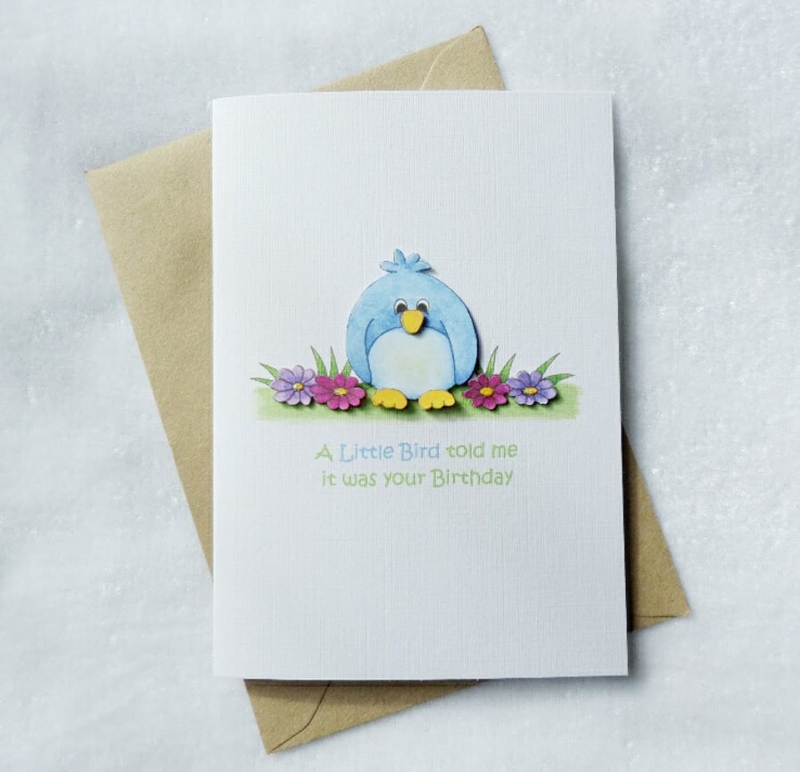 Birthday Card - Little Blue Bird