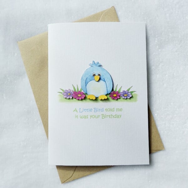 Birthday Card - Little Blue Bird