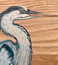 Heron original painting on oak - Image 3