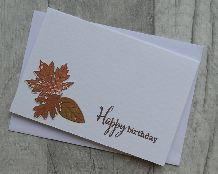 Autumn Leaves - Happy Birthday - Birthday Card