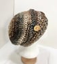 Womens slouch hat, Chunky hat, Ladies hat, Brown mix hat - Image 3