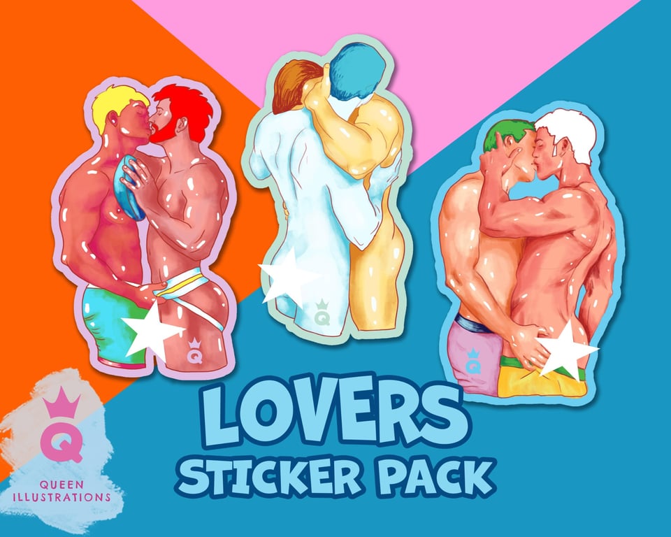 LOVERS sticker pack, waterproof vinyl gay stickers