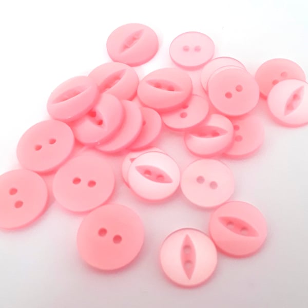 20 baby pink 2 hole buttons, fish eyes round buttons 