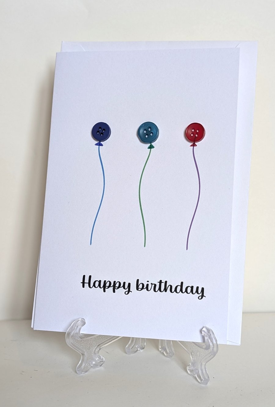 Happy Birthday button balloons greetings card 