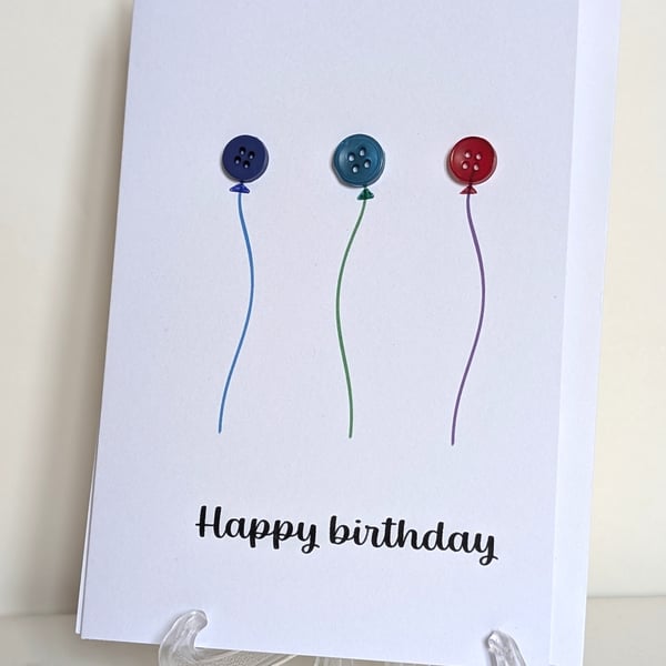 Happy Birthday button balloons greetings card 