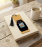 Black Cat Bookmark with Tassel, Fish Bowl Cat Design, Illustrated Bookmark