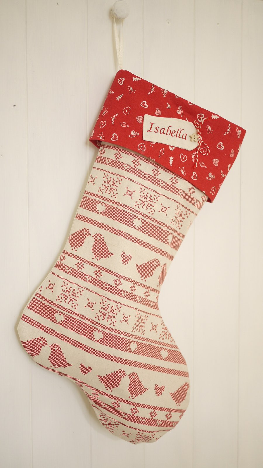 red personalised Christmas stocking