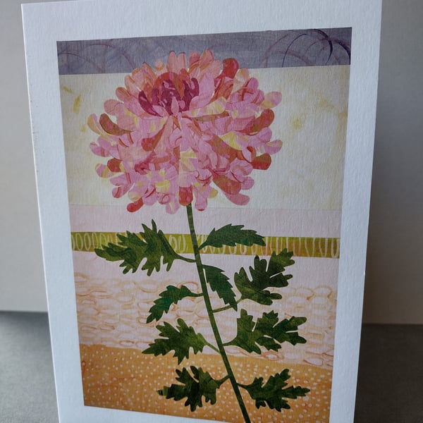 Floral birthday card, Chrysanthemum greetings card, blank inside