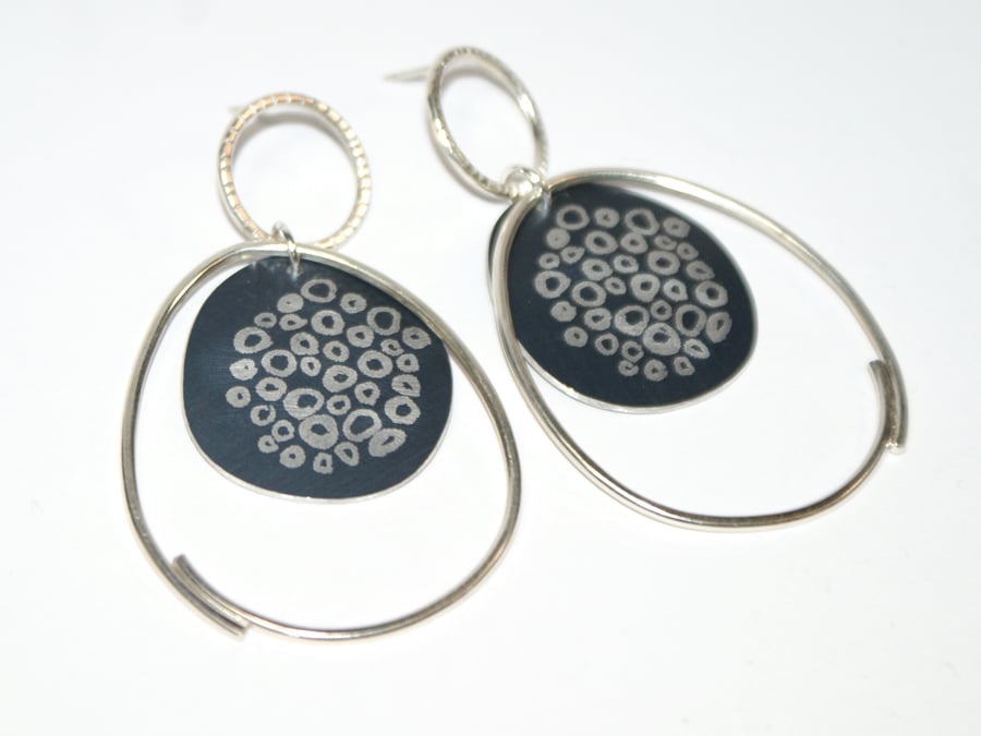 Coastal grey and silver statement earrings