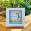 Puffin Mini Art Original Sea Glass and Watercolour - Coastal Picture Gift