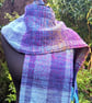 Handwoven Wool & Silk Scarf in Blues, Purple and Gold - Image 1