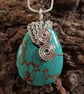 Sea Sediment Jasper Wire Wrapped Pendant Necklace - Handmade Wirework