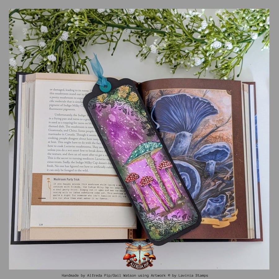 Magical Toadstool themed handcrafted Bookmark