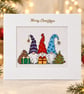 Handmade Cross-Stitch Christmas Card – Three Festive Gonks