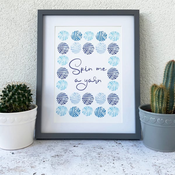 Purple yarn print, Knitters gift or Crochet lovers gift