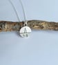 Sterling Silver Circle Pendant with Tree in Meadow Field Scene